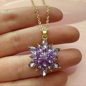 Lotus Flower Necklace Lotus Pendant CZ Crystal Necklace Lotus Flower Pendant